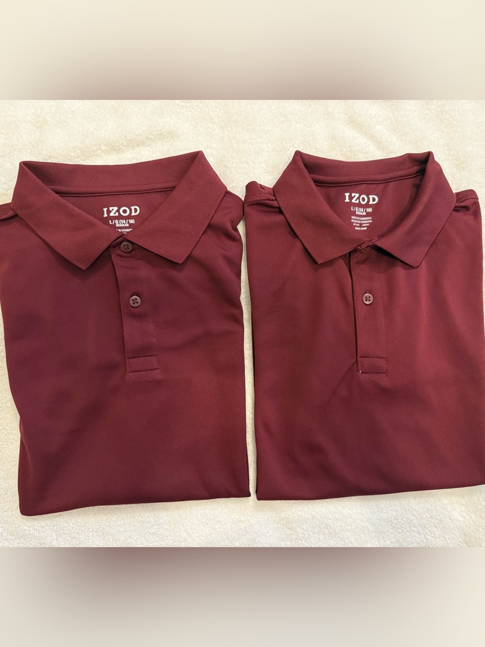 Izod Boys Polo Shirts- Burgundy Size L (14/16)